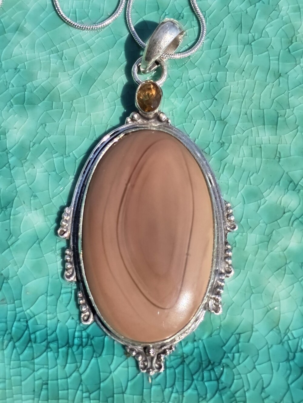 Imperial Jasper W/ Smoky Quartz Gemstones In 925 Sterling Silver (2.96")